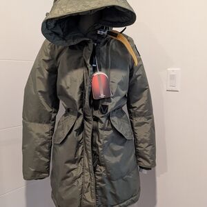 Parajumpers Women's Green Hooded Ski Jacket - Military Green Size XS